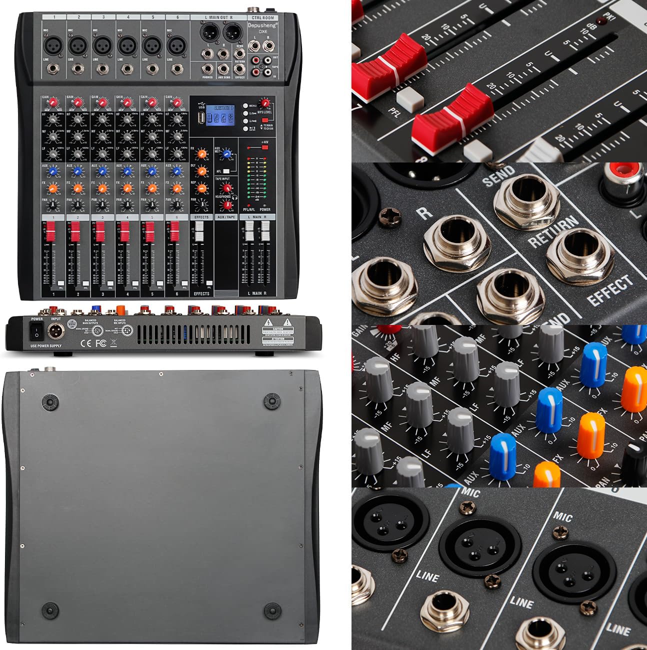 Depusheng DX6 6チャンネルアナログミキサー Amazon.com: Depusheng DX6 Professional Mixer Sound Board